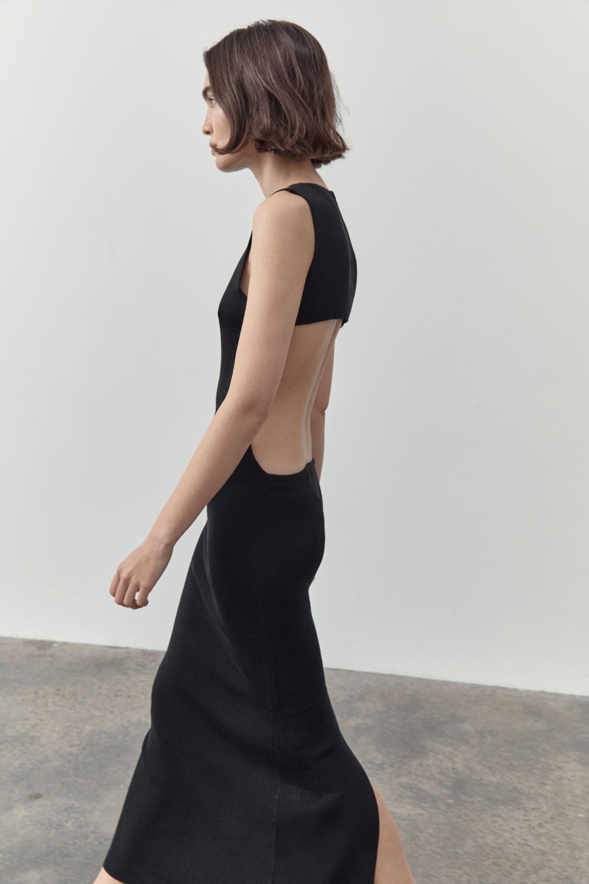  Public Figure | St Agni | Cut Out Knit Midi Dress - Black