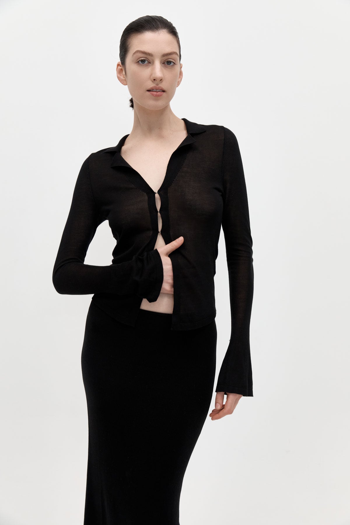  Public Figure | St Agni | Fine Knit Shirt - Black