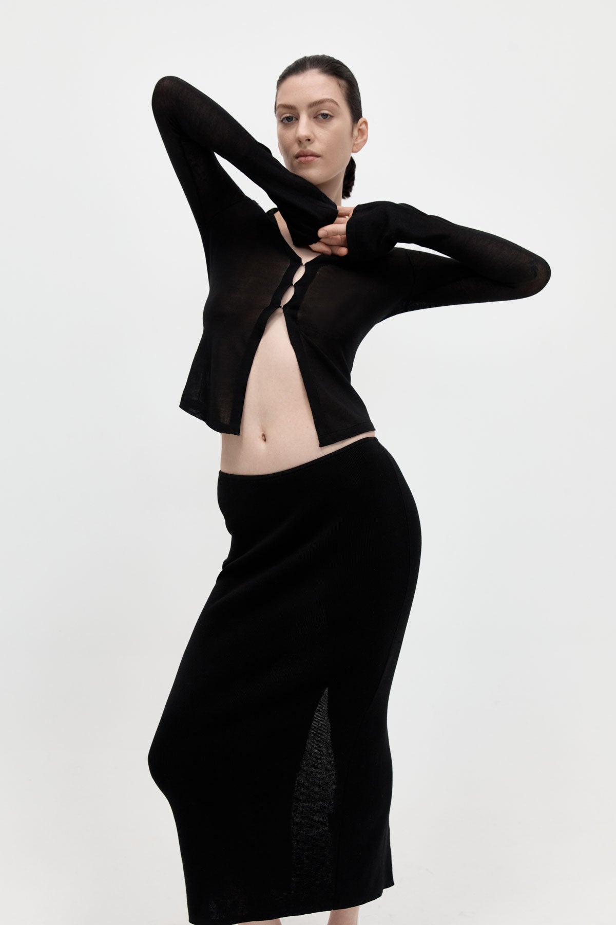  Public Figure | St Agni | Low Waist Knit Skirt - Black