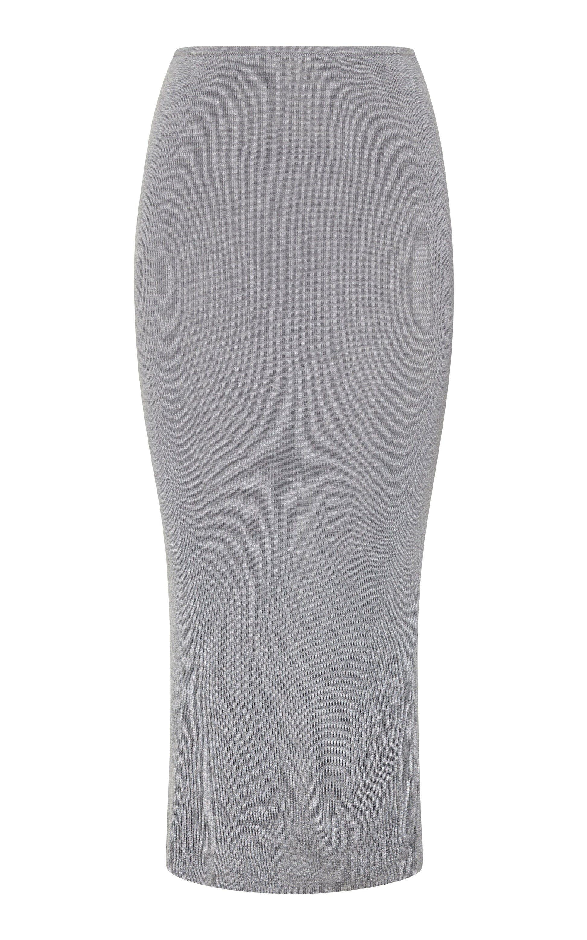  Public Figure | St Agni | Low Waist Knit Skirt - Grey Marle
