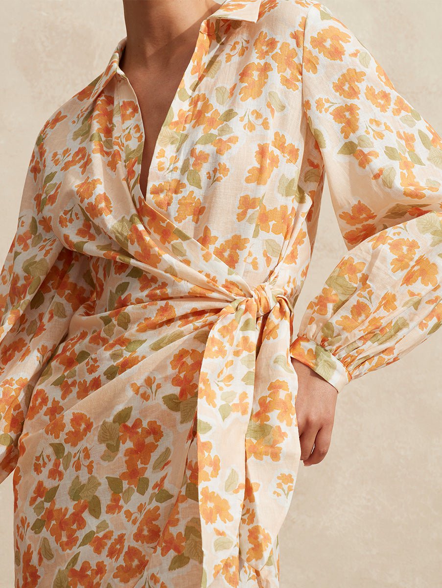  Public Figure | Peony Swim | Cover Up - Lilium Floral Orange Print